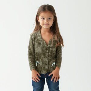 ❤️ Old navy girl jacket corduroy polka dots bow 3T